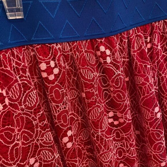 4 for $50 🎃 LuLaRoe NWT Lola Red and Blue Midi Skirt Womens Size Small - Picture 2 of 3